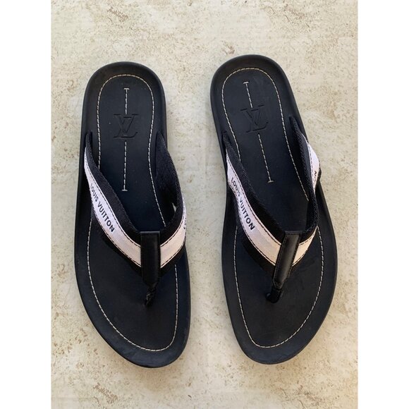 Louis Vuitton Black & White Thong Sandals Size 13 - Picture 3 of 13